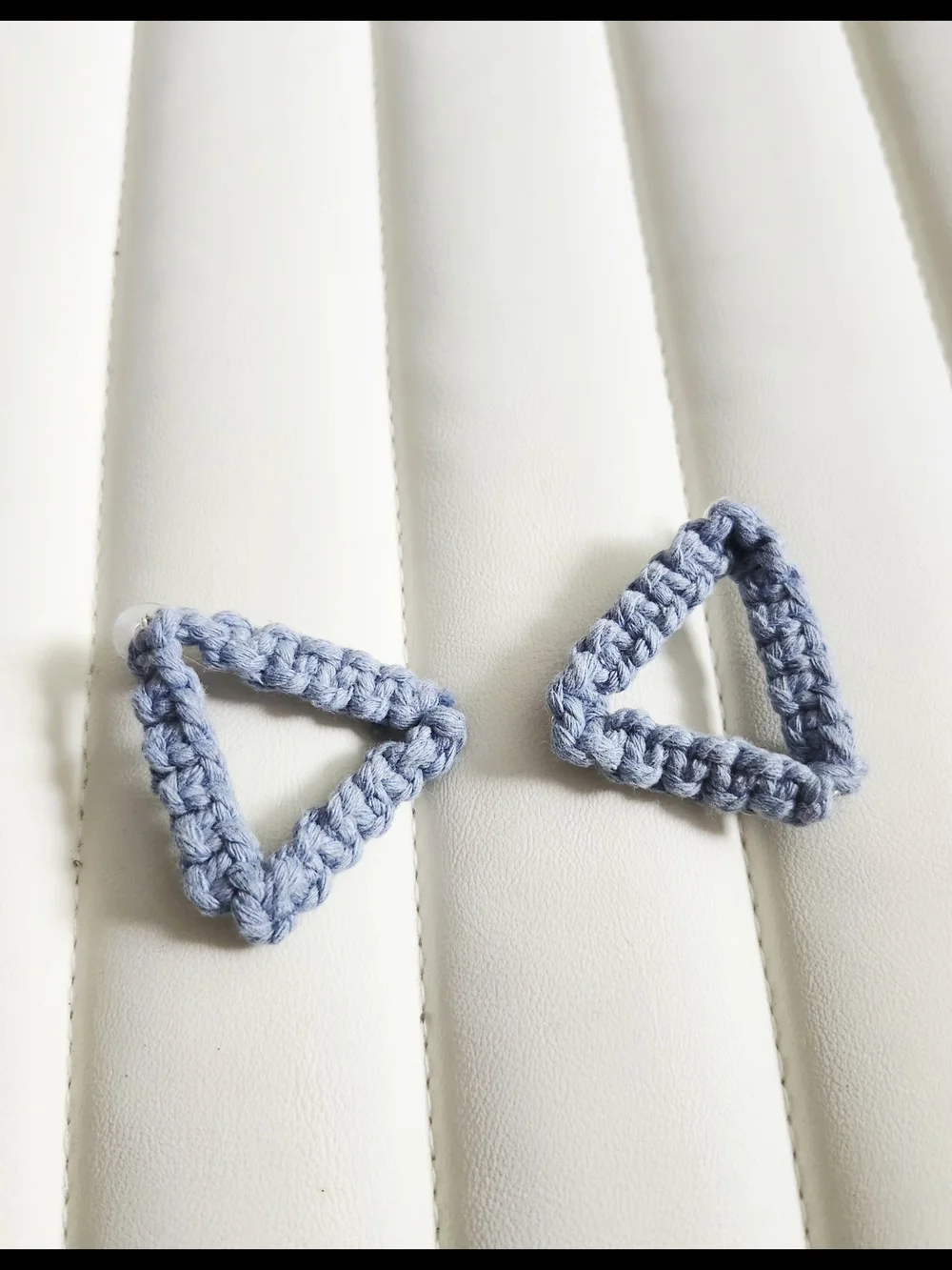 Macrame Earrings - Triangle Light Blue
